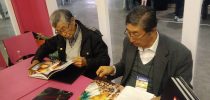 Issao Ishimura e Tomio Katsuragawa, do Bunkyo Rural, na noite de autógrafos